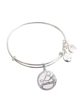 Alex and Ani “Be Yourself” Charm Bangle Bracelet - Silver & Pink